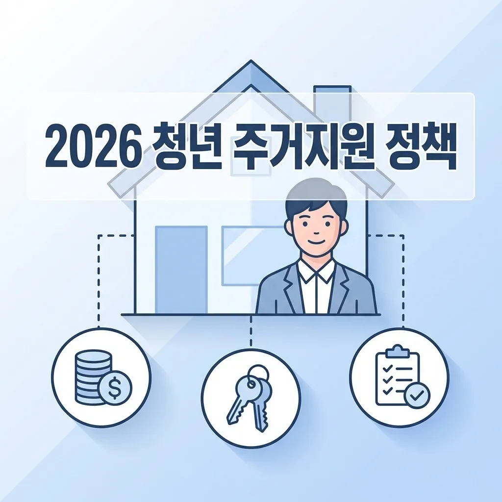 2026년 청년 주거지원 정책 핵심 변경사항과 신청 전략을 정리한 안내 화면
