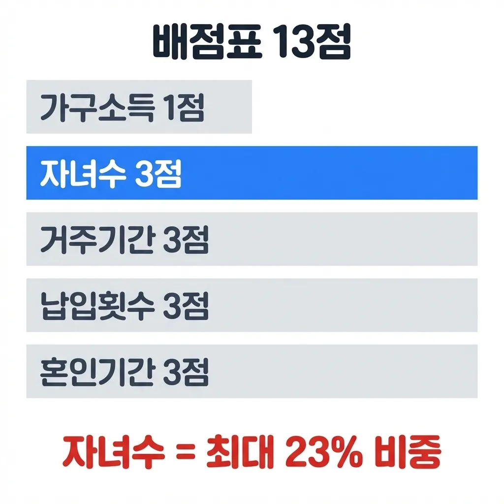 신혼부부 특공 배점표 13점 만점 항목별 세부 기준