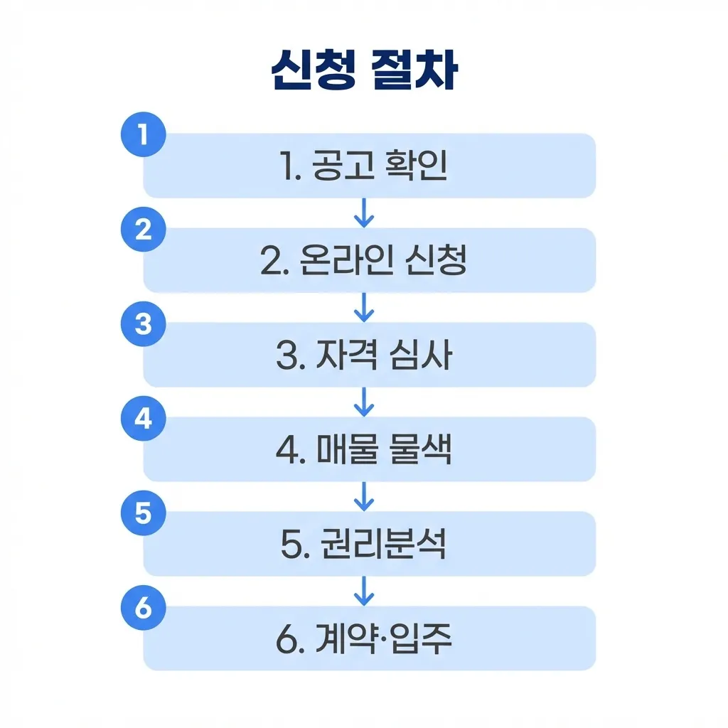 LH 전세임대 신청 절차 6단계 흐름도 안내