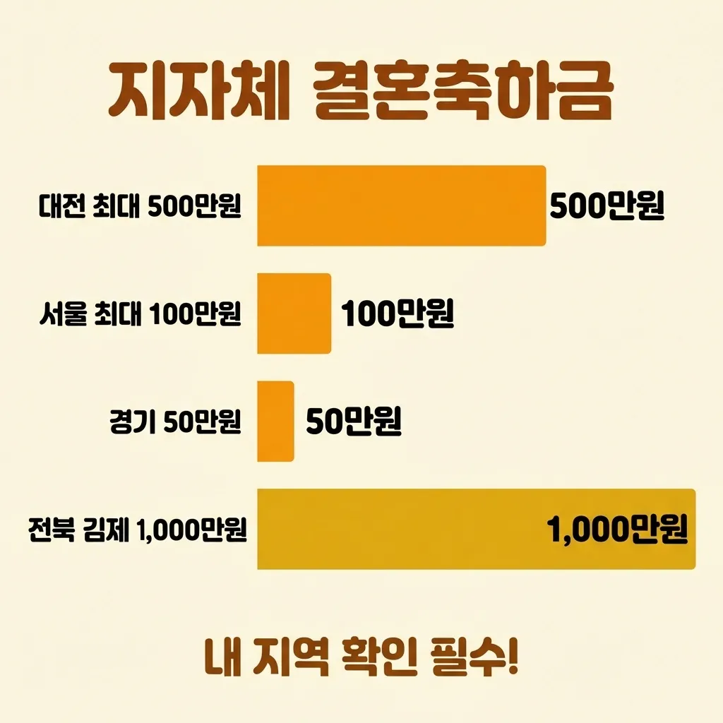 지자체별 결혼축하금 대전 경기 서울 전남 지급 금액 비교