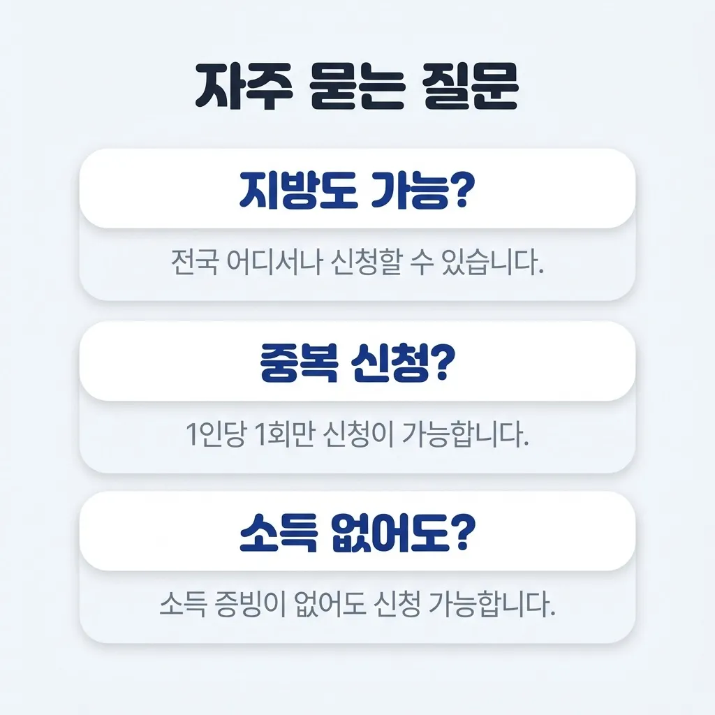 청년 보증금 지원 제도 자주 묻는 질문 3가지 카드 화면