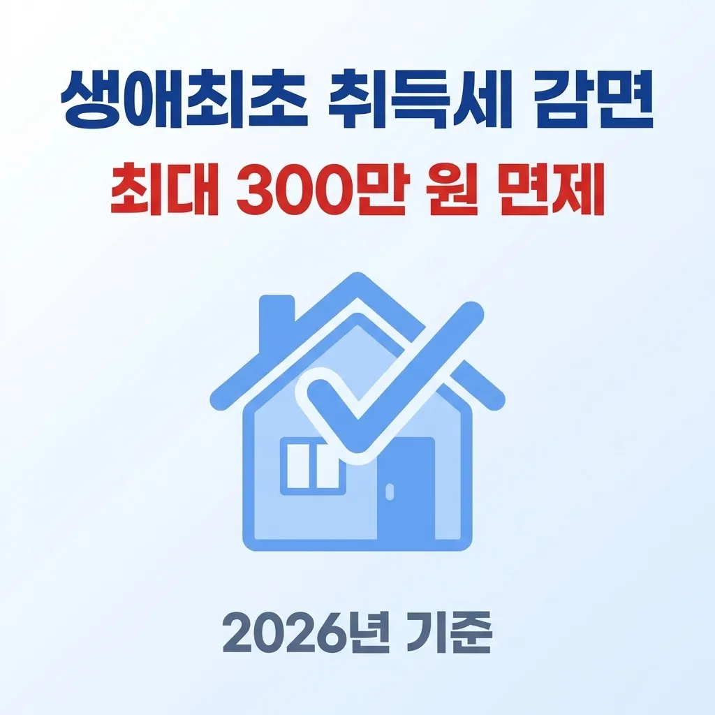 생애최초 주택 구입 취득세 감면, 얼마까지 면제받을 수 있나? 2026년 감면 제도 요약