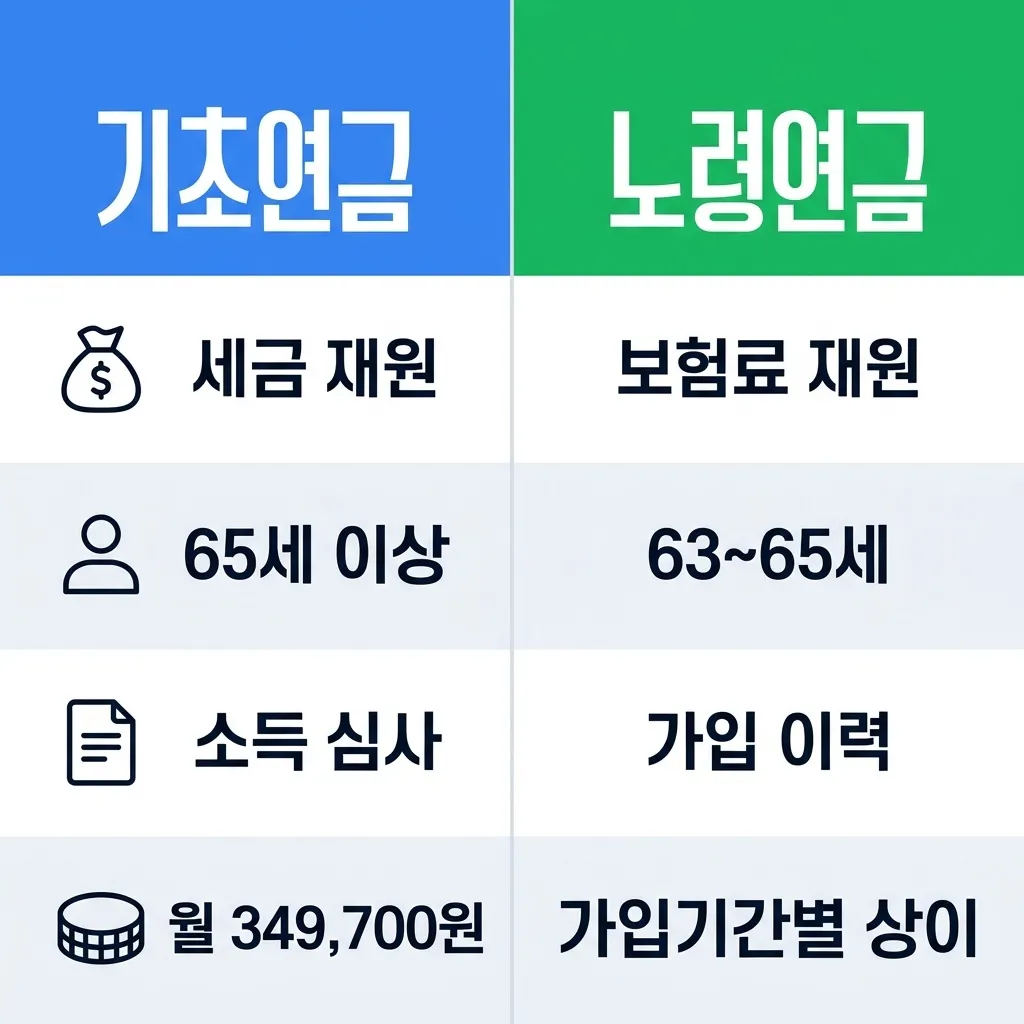 기초연금과 노령연금 2026년 항목별 상세 비교 안내