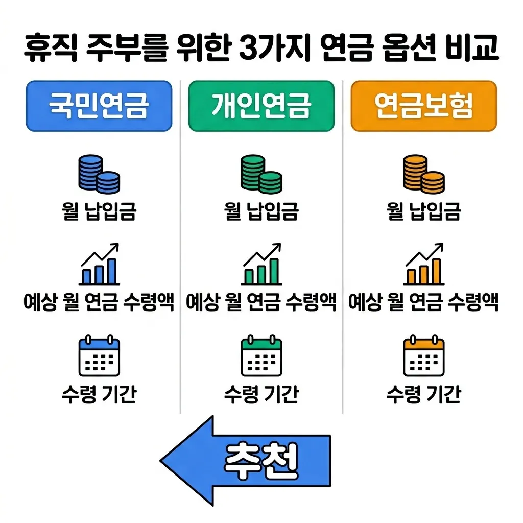 전업주부 연금 3종 비교 흐름도