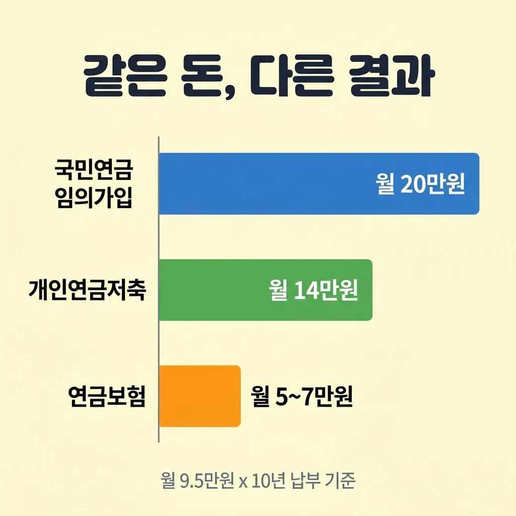 전업주부 연금 수령액 비교 차트