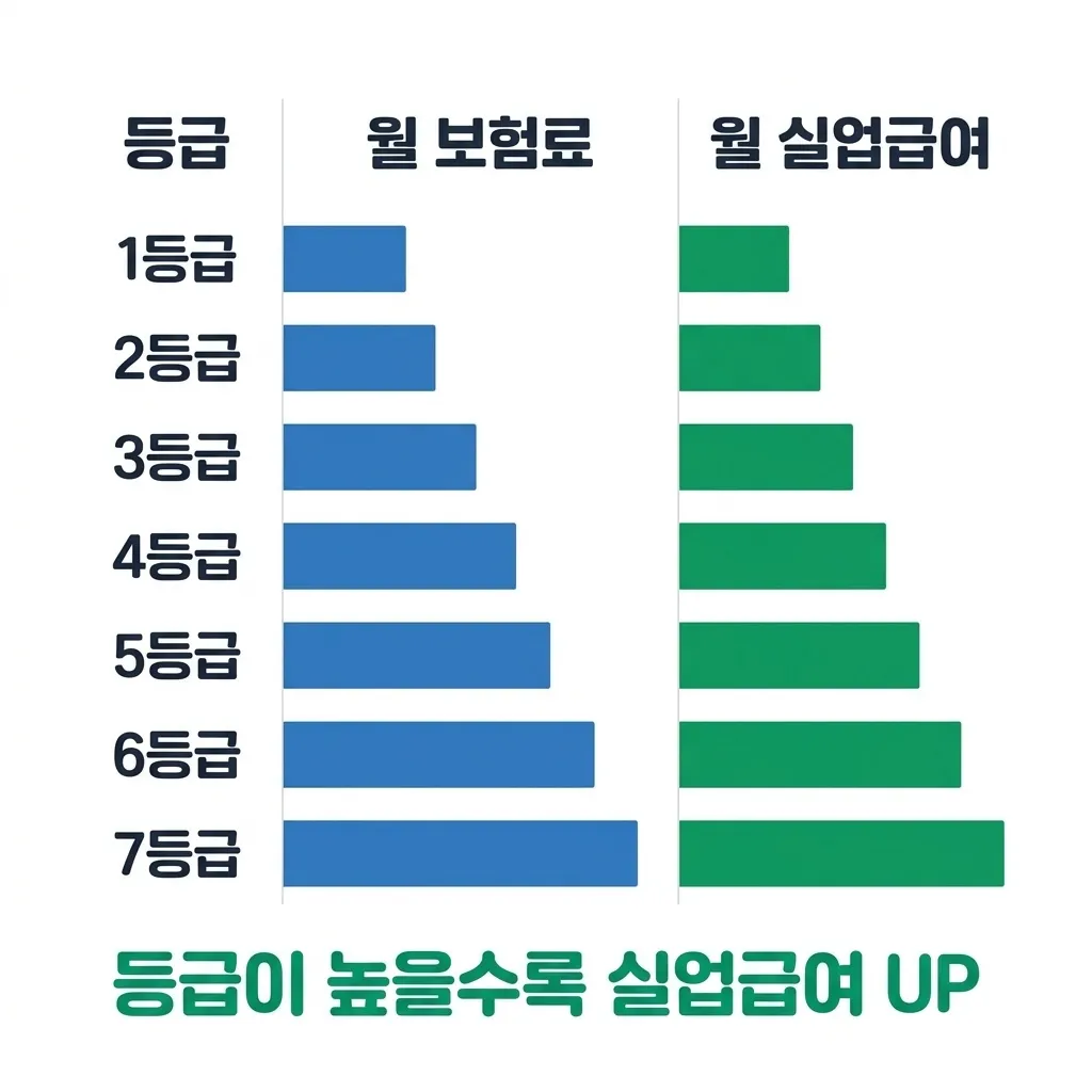 자영업자 고용보험 등급별 보험료와 실업급여 비교