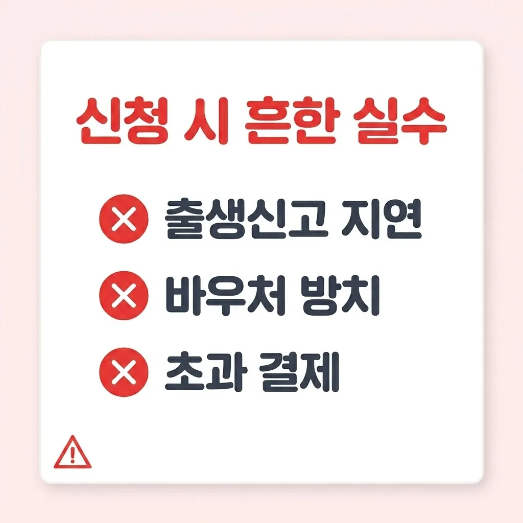 첫만남 이용권 신청 시 흔한 실수 사례 안내 첫만남 이용권 신청 시 흔한 실수 사례 안내