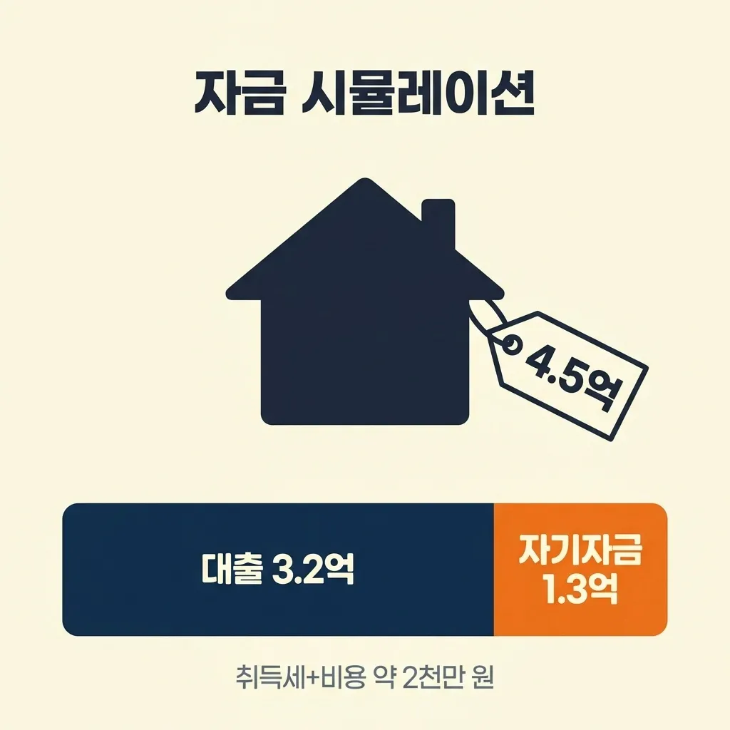 상황별 자금 시뮬레이션과 대출 전략 비교 화면