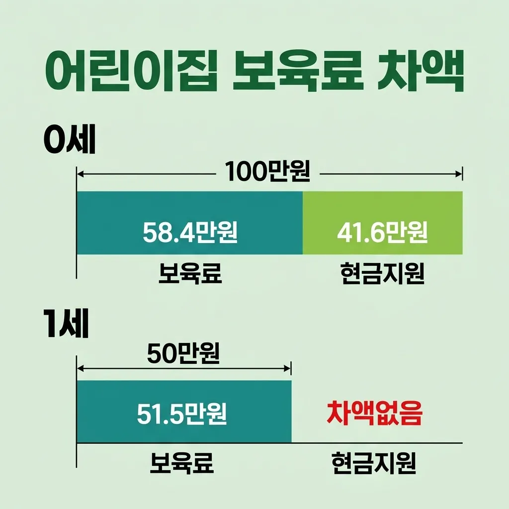 2026년 어린이집 보육료 차액 계산 부모급여 비교