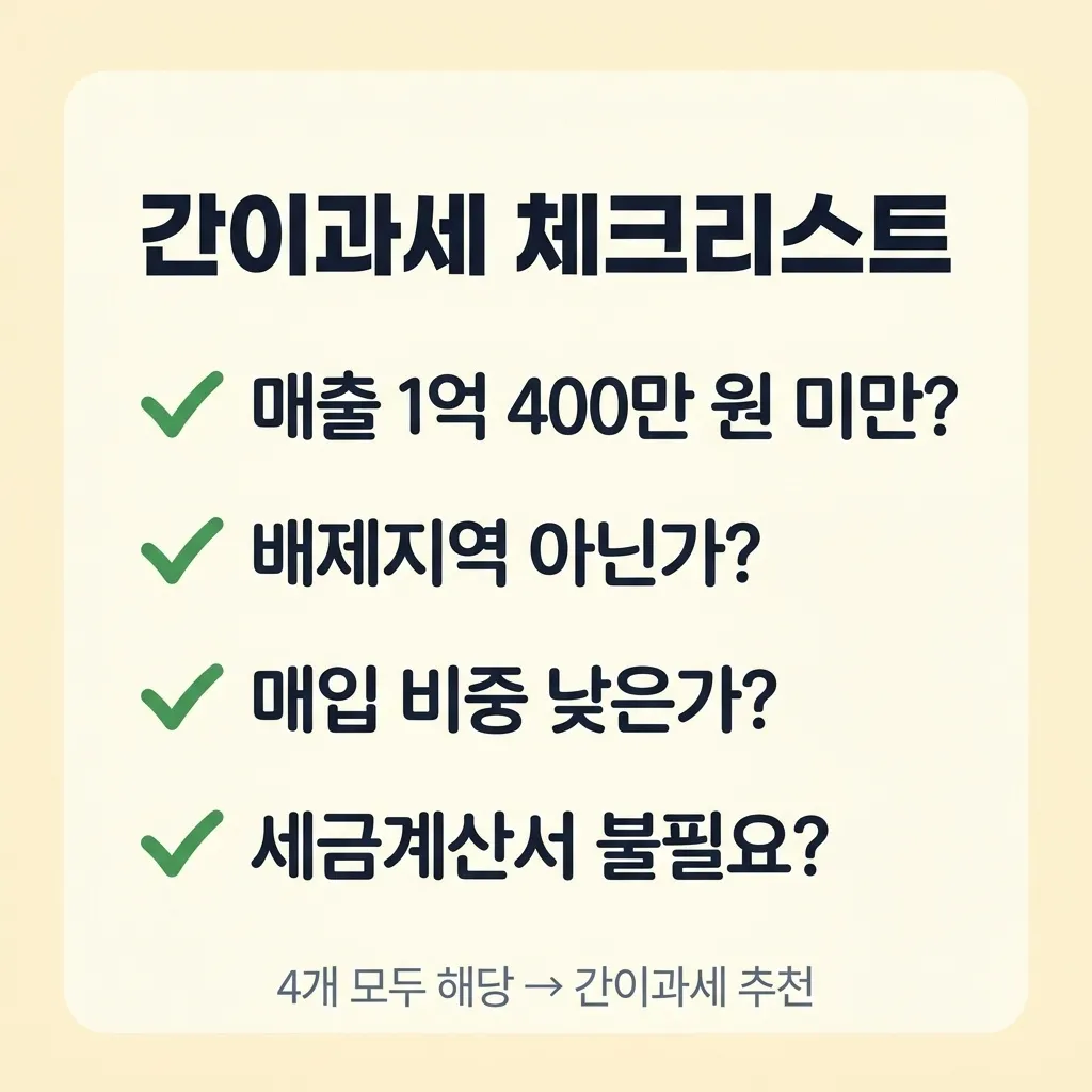 간이과세 vs 일반과세 선택 시 확인할 체크리스트 요약