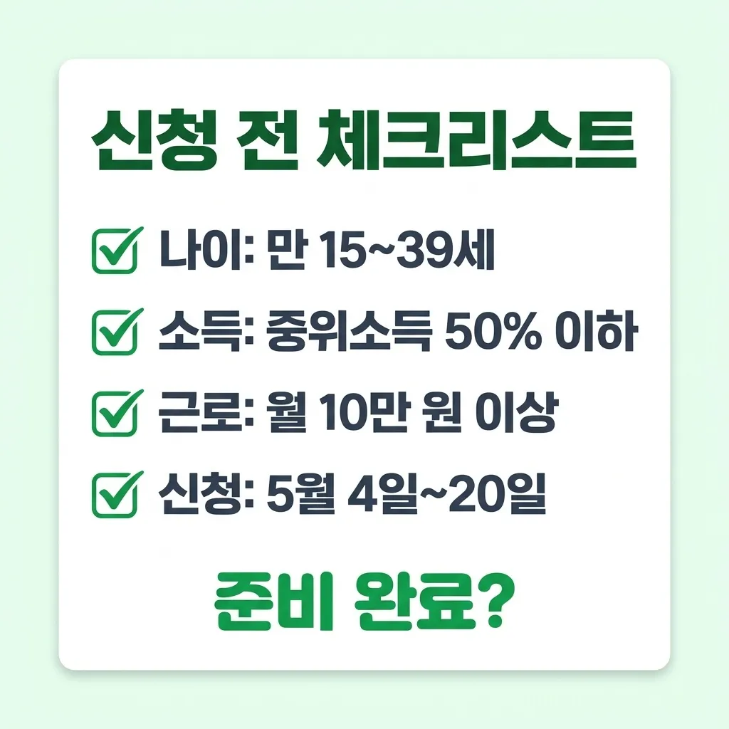 청년내일저축계좌 신청 전 체크리스트 요약