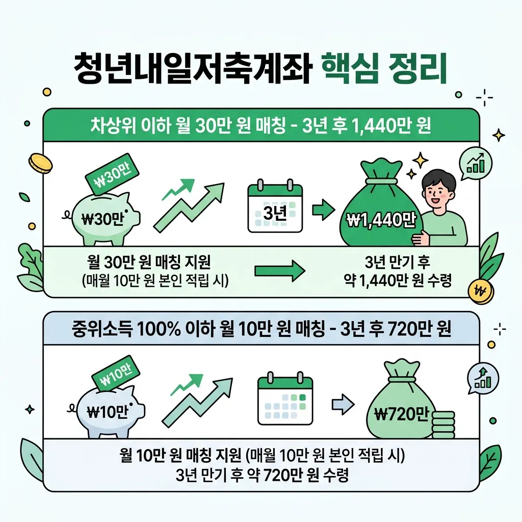 청년자산형성 청년내일저축계좌 가입 조건과 정부 매칭 지원금 정리