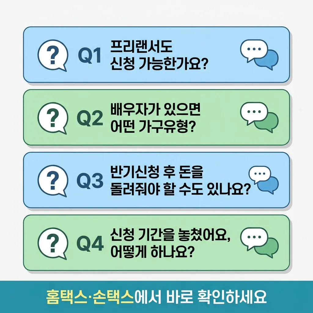 근로·자녀장려금 총정리 자주 묻는 질문 FAQ 카드