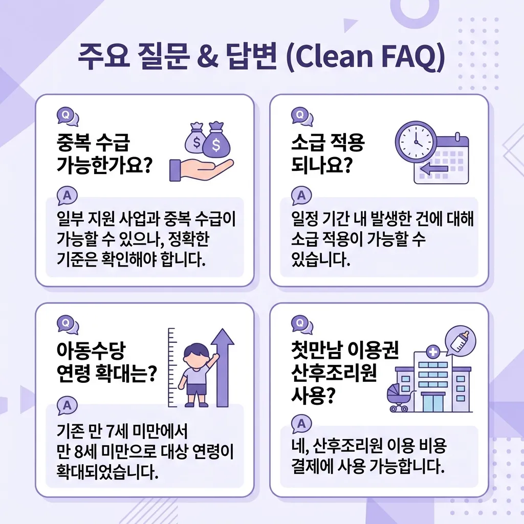 부모급여 아동수당 첫만남이용권 출산지원금 자주 묻는 질문 FAQ