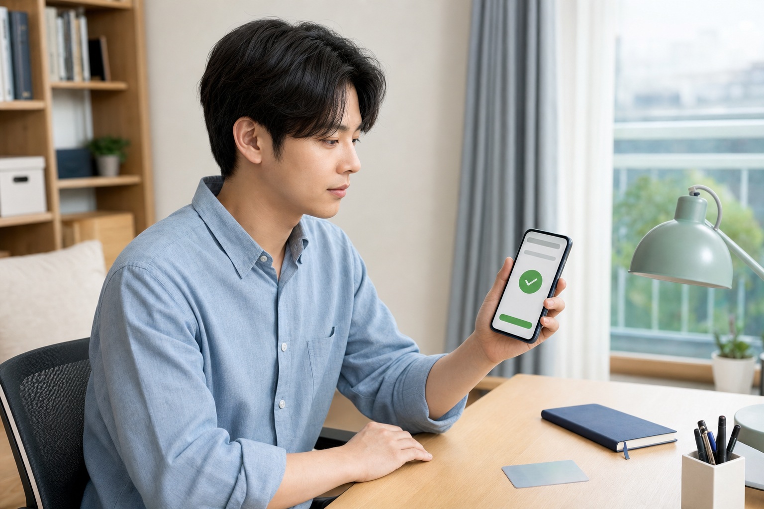 일반 가입자는 앱에서 계좌개설 완료 여부까지 확인하세요 내용을 설명하는 관련 이미지