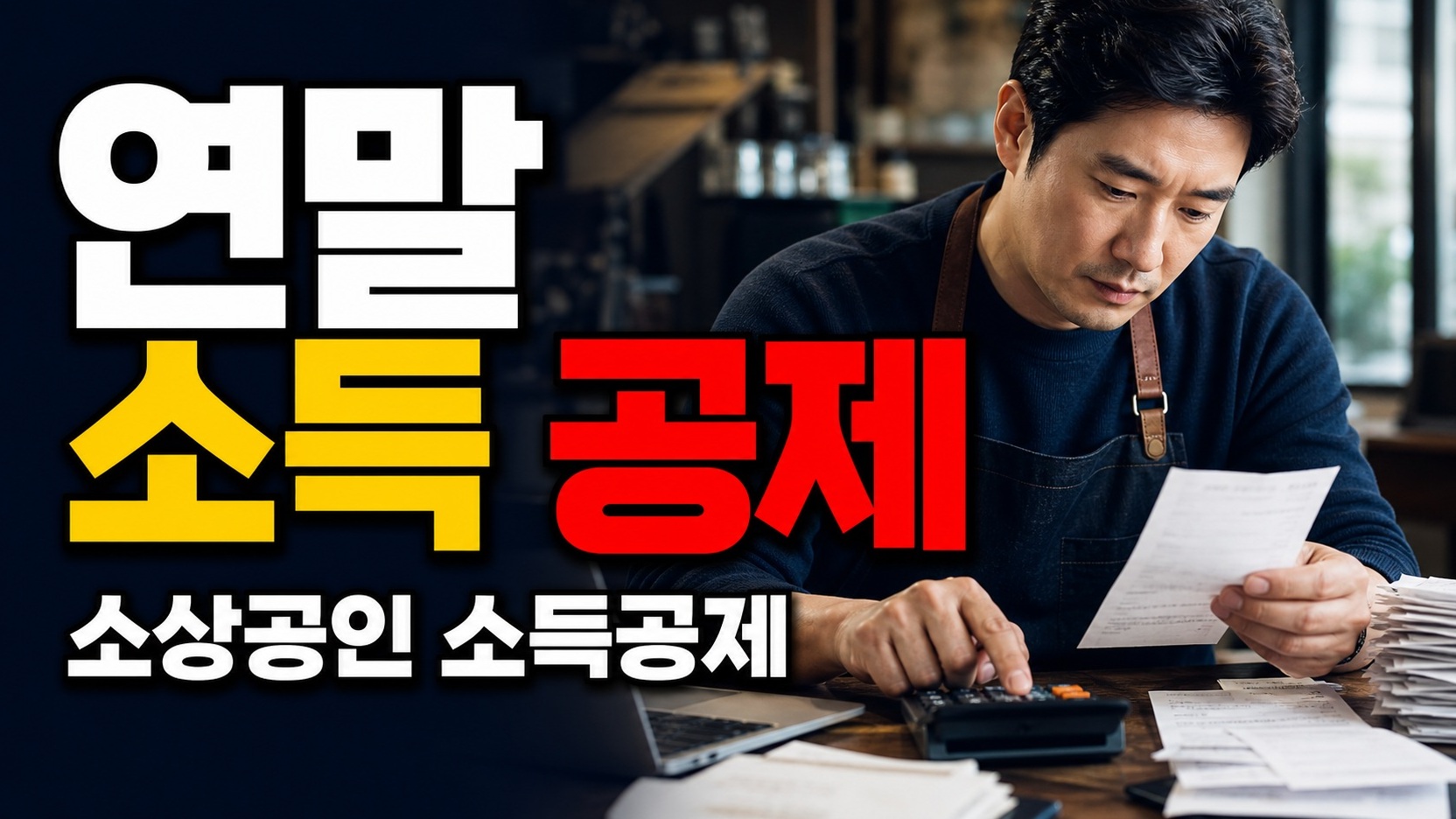 12월에 노란우산 가입해도 1800만원 납입 가능? 연말 소득공제 계산 순서에서 보는 노란우산공제 7월부터 연 1800만 원? 소상공인 관련 핵심 정보를 상징적으로 보여주는 썸네일 이미지