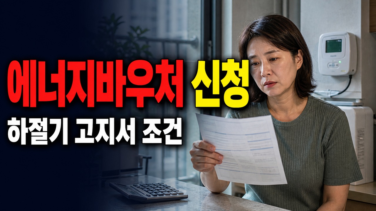 에너지바우처 신청했는데 전기요금에서 빠질까? 하절기 전기 고지서 없으면 에너지바우처 하절기 신청이 막힐까 관련 핵심 정보를 상징적으로 보여주는 썸네일 이미지