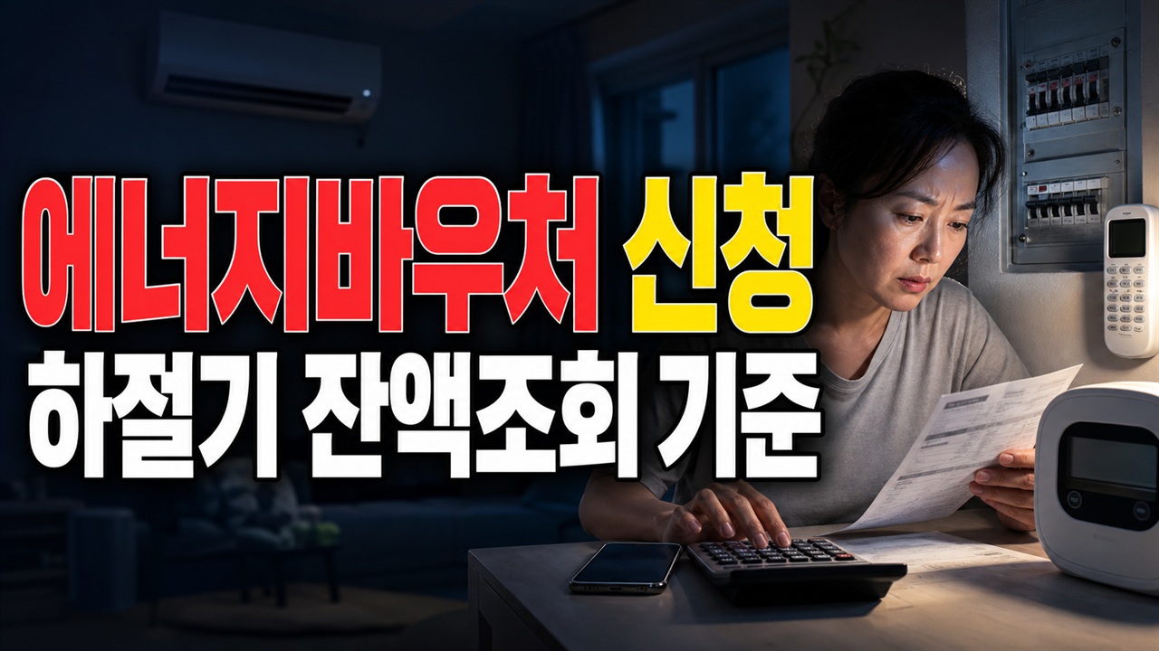 잔액조회가 실제와 다른 이유, 에너지바우처 하루 전 기준 확인에서 보는 에너지바우처 신청했는데 전기요금에서 빠질까? 하절기 관련 핵심 정보를 상징적으로 보여주는 썸네일 이미지