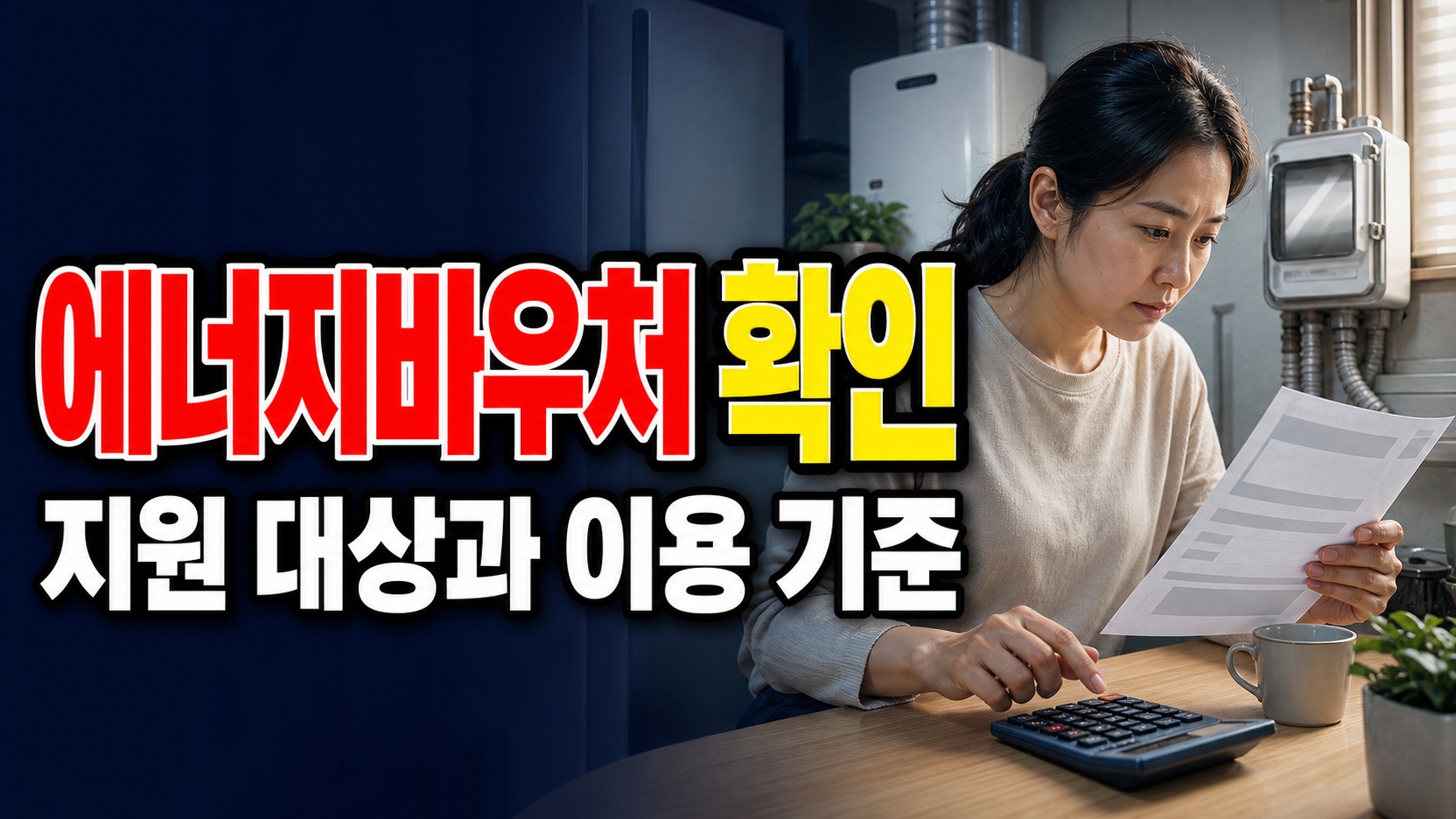 4인 701300원이 매달 나오는 건 아니다, 2026 에너지바우처 금액 기준 · 에너지바우처 신청했는데 전기요금에서 빠질까? 하절기 기준 관련 핵심 정보를 상징적으로 보여주는 썸네일 이미지