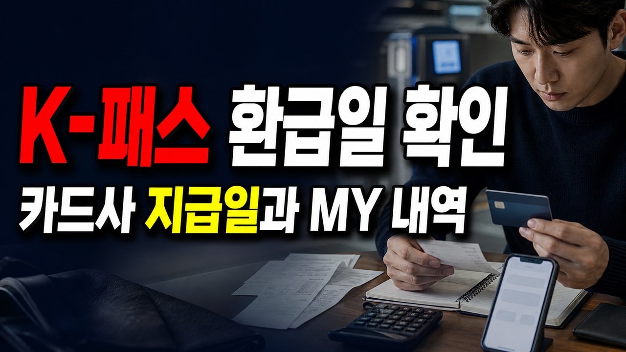 K-패스 모두의 카드 환급일이 안 보일 때, 카드사 지급일과 MY 내역 확인법 관련 핵심 정보를 상징적으로 보여주는 썸네일 이미지