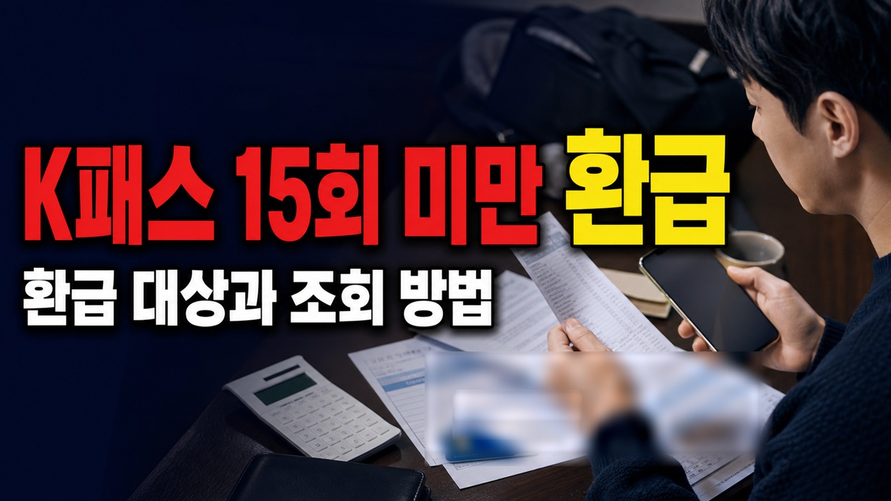 환급금 안 보이는 K-패스 이용자, 이용횟수·카드사 지급일 체크 · K패스 15회 미만 환급되나 기준 관련 핵심 정보를 상징적으로 보여주는 썸네일 이미지