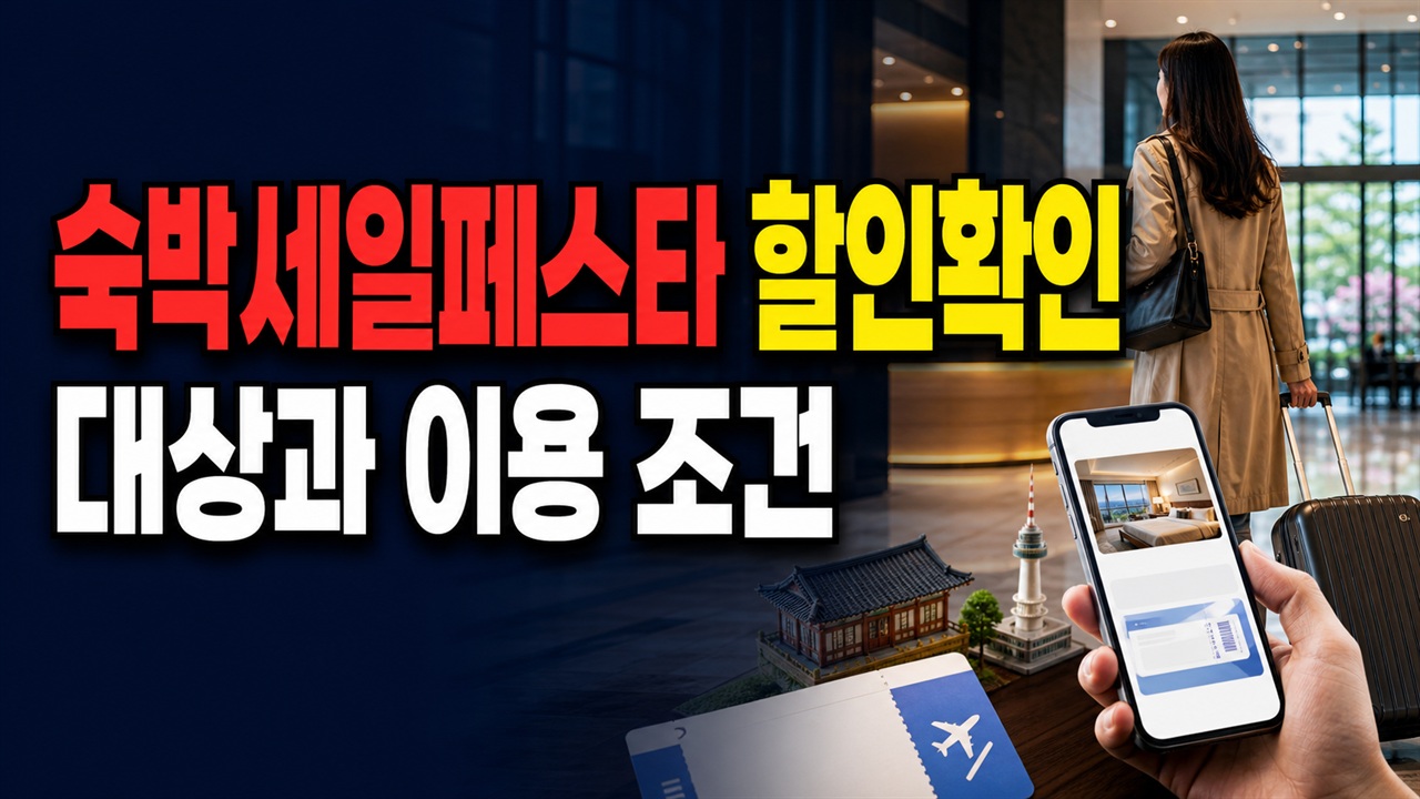 1박 예약도 7만 원 될까? 숙박세일페스타 할인금액 차이 관련 핵심 정보를 상징적으로 보여주는 썸네일 이미지
