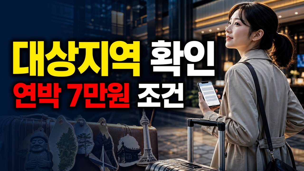 서울 숙소는 왜 안 보일까, 숙박세일페스타 대상지역 85곳 기준｜숙박세일페스타 연박 7만원 조건 관련 핵심 정보를 상징적으로 보여주는 썸네일 이미지