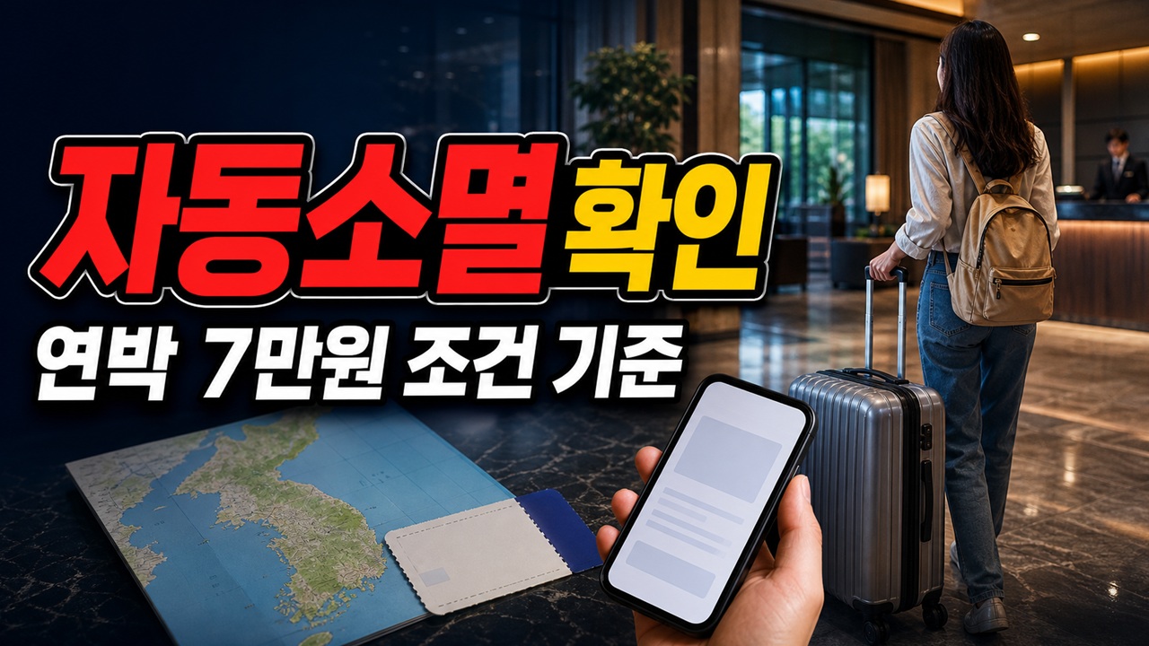 받아만 두면 끝 아니다, 연박 할인권 자동 소멸 시간 확인 · 숙박세일페스타 연박 7만원 조건 기준 관련 핵심 정보를 상징적으로 보여주는 썸네일 이미지