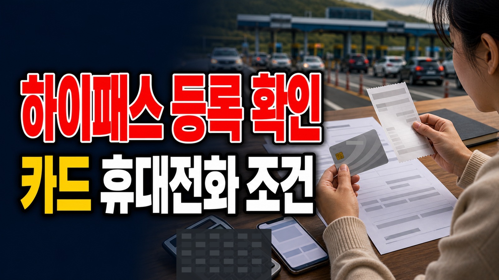 하이패스 등록 안 하면 다자녀 통행료 할인 못 받을까? 카드·휴대전화 조건 관련 핵심 정보를 상징적으로 보여주는 썸네일 이미지