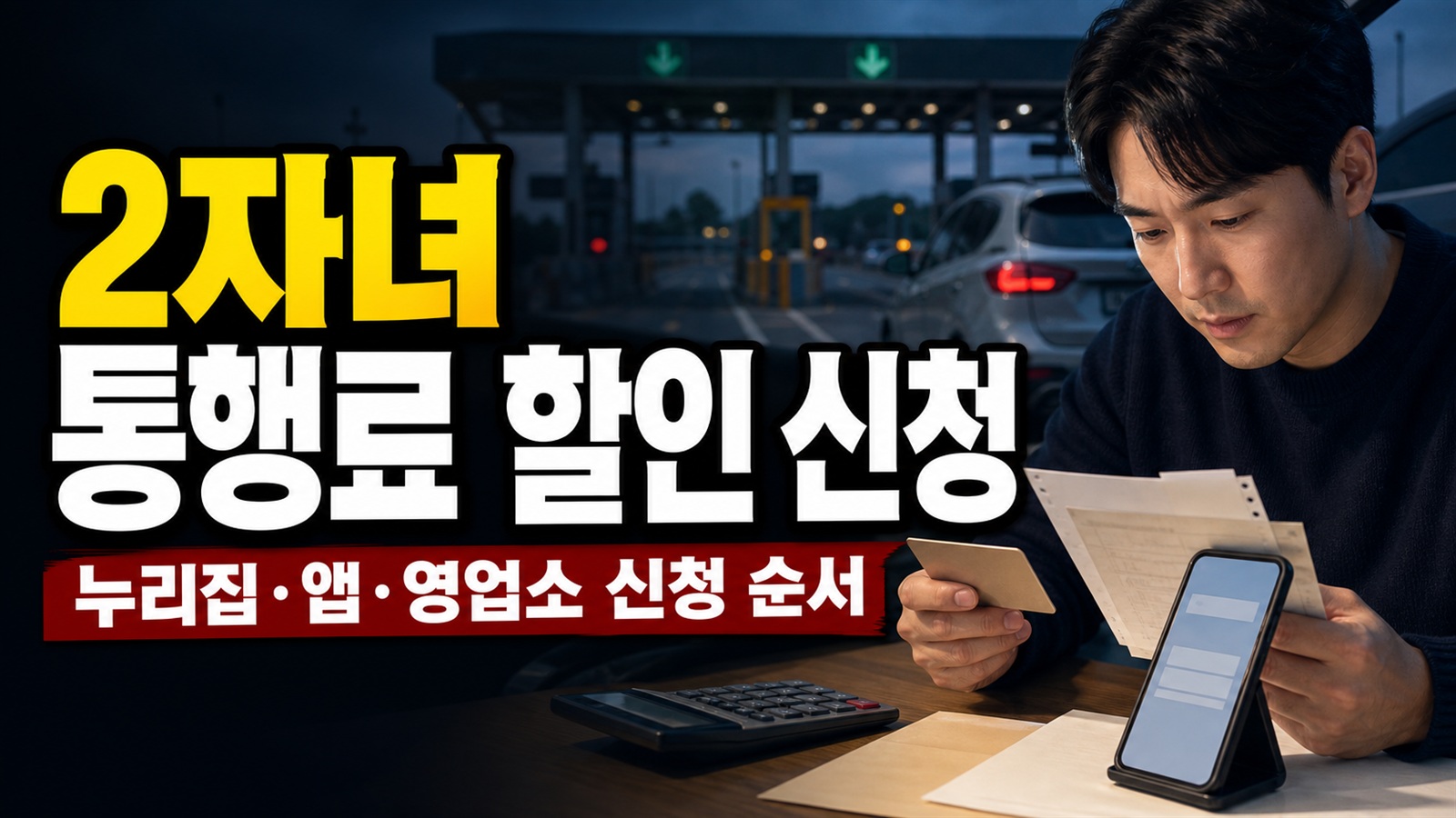 8월 10일 열리는 2자녀 고속도로 통행료 할인, 누리집·앱·영업소 신청 순서 관련 핵심 정보를 상징적으로 보여주는 썸네일 이미지