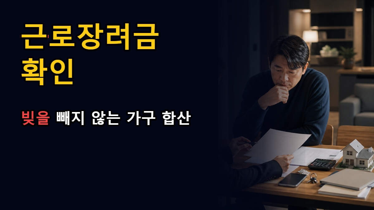 재산 1억7000만 원을 넘긴 근로장려금 가구—빚을 빼지 않는 합산 기준 관련 핵심 정보를 상징적으로 보여주는 썸네일 이미지