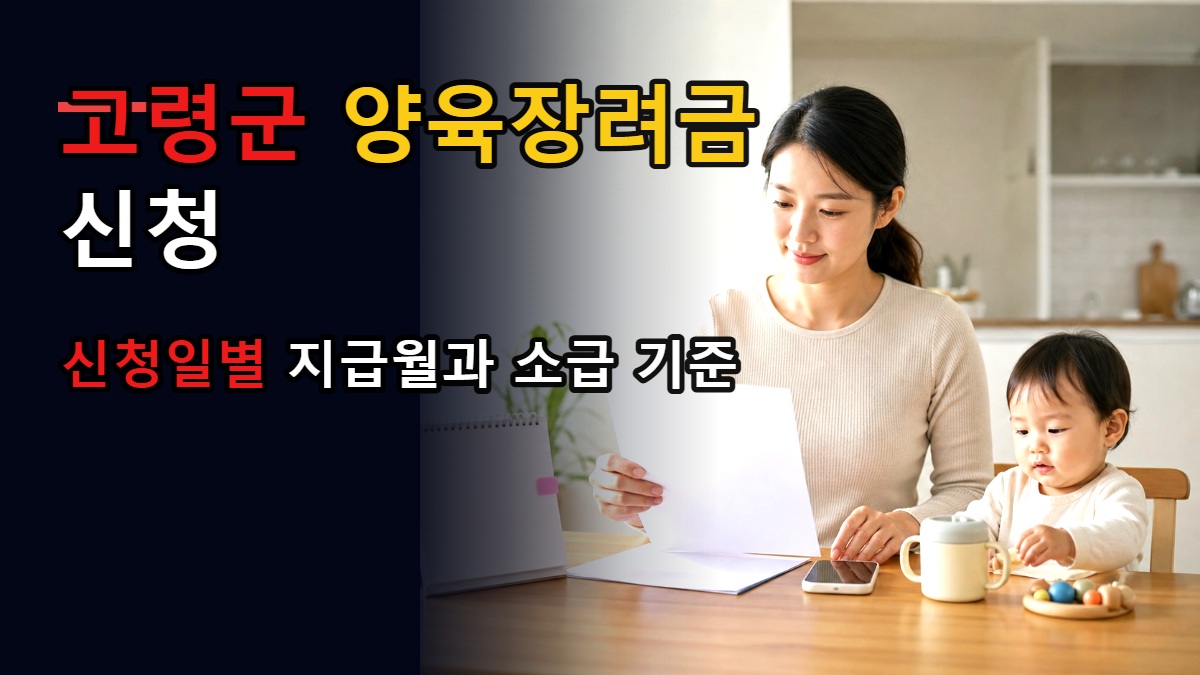 매월 15일이 갈림길인 고령군 양육장려금, 신청일별 최초 지급월과 소급 기준 관련 핵심 정보를 상징적으로 보여주는 썸네일 이미지