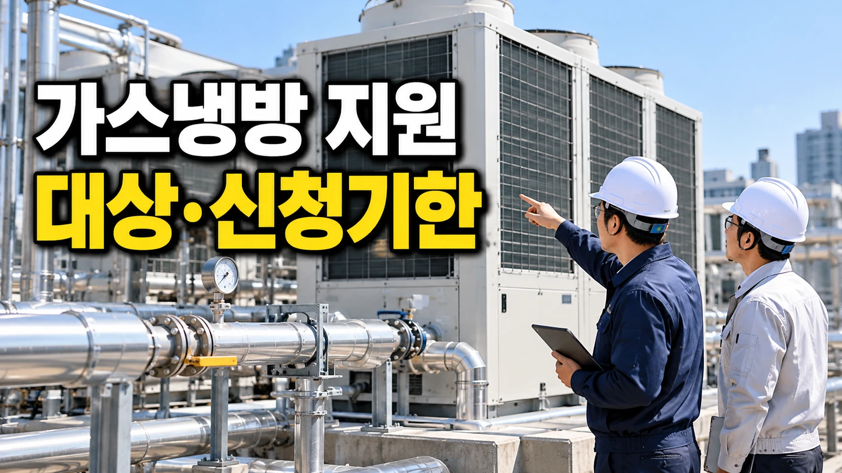 가스냉방 지원 대상과 신청기한을 확인하는 시설 담당자와 기술자