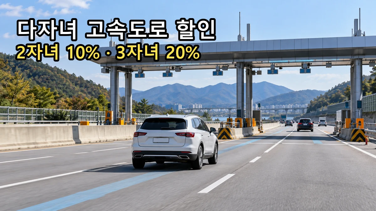 다자녀 고속도로 할인: 2자녀 10%, 3자녀 이상 20%
