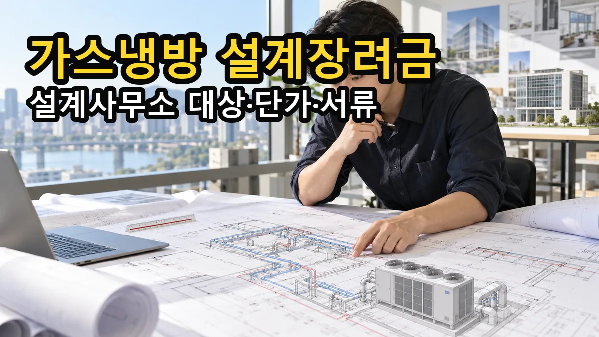 가스냉방 설계장려금 신청 주체와 용량별 지원 기준을 안내하는 썸네일