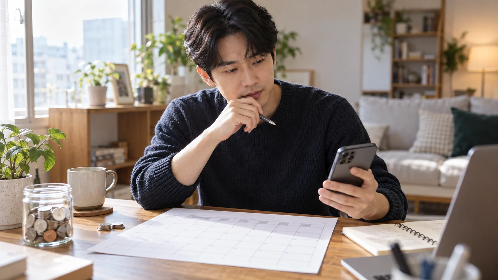 청년미래적금 2차 계좌 개설 일정을 확인하는 한국인 청년