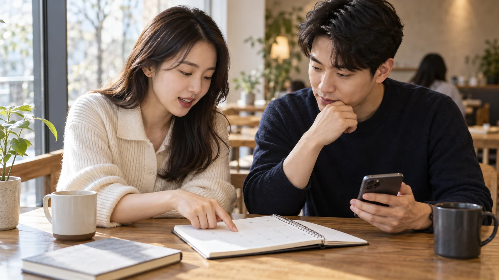 저축 상품 갈아타기 절차를 함께 살펴보는 한국인 청년 커플