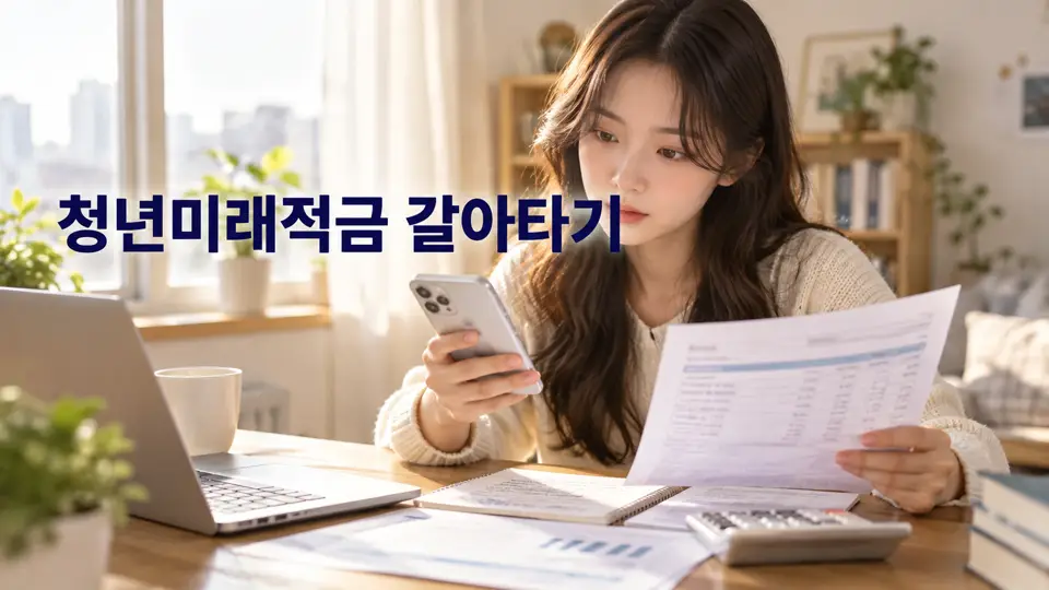 청년미래적금 갈아타기를 확인하며 신청 서류를 살펴보는 모습