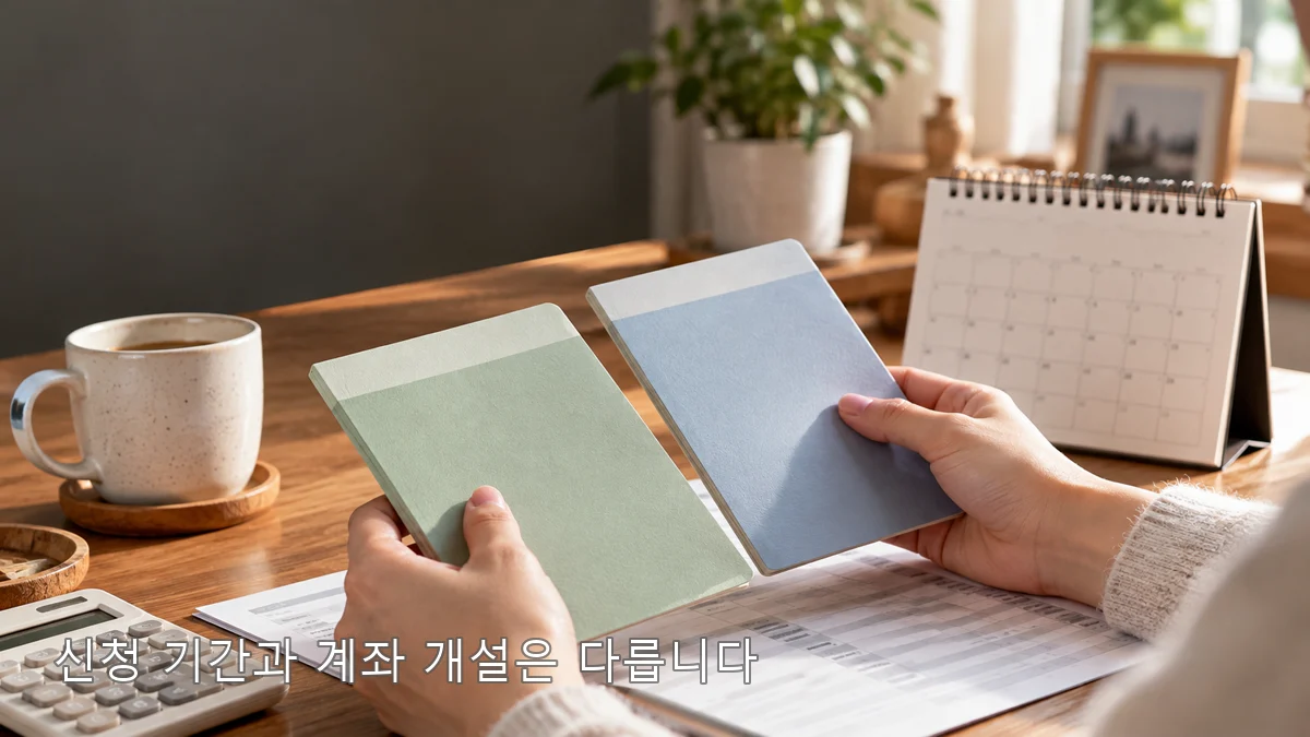 청년미래적금 2차 심사 결과와 계좌개설 마감일을 달력과 메모로 확인하는 모습